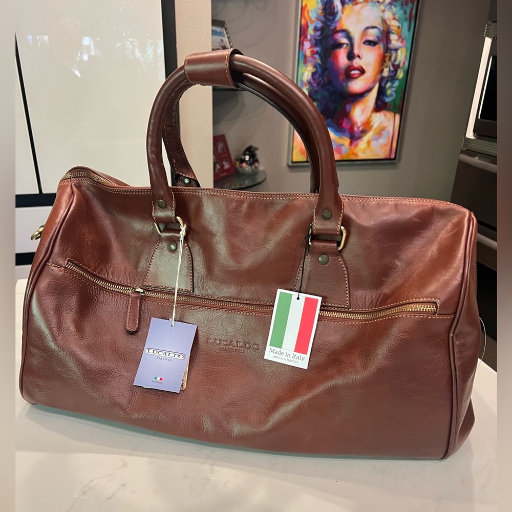 🆕 Lucaldo Firenze Leather Duffle Bag - Picture 3 of 17